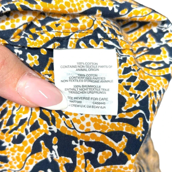 J. Crew x Drake’s of London Giraffe Print Cotton Blouse Size 4 - Picture 8 of 10